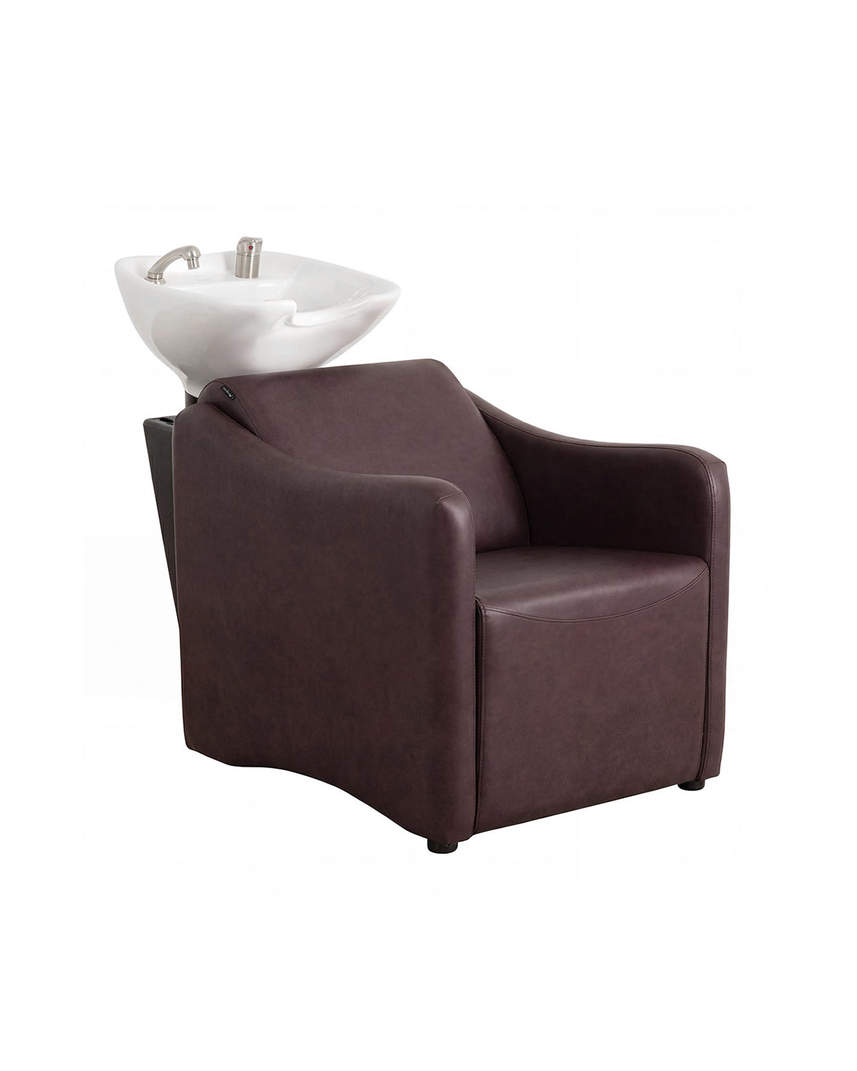 Ava Merlot - Brun schamponeringsstol med kromblandare